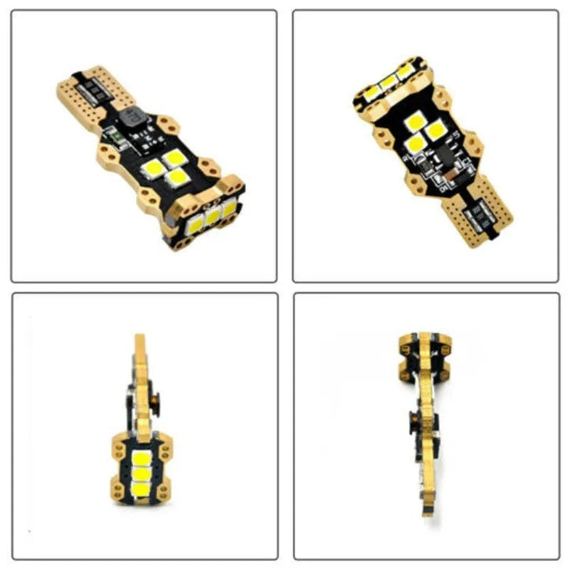 Single T15 white automotive reverse light bulb with PVC housing.