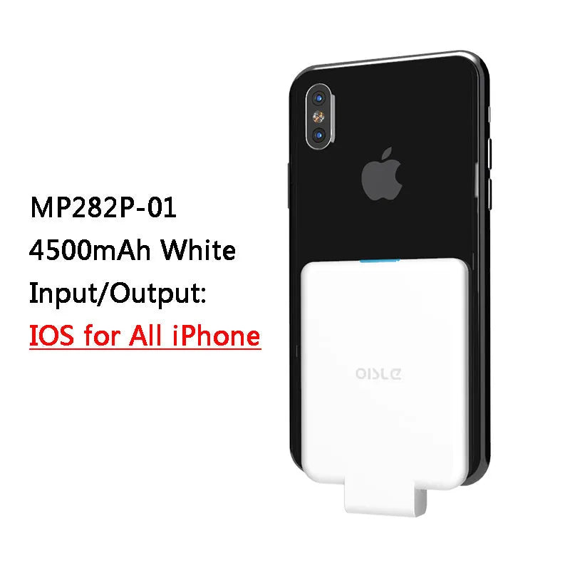 MP282P back clip battery power bank in multiple colours next to a smartphone.