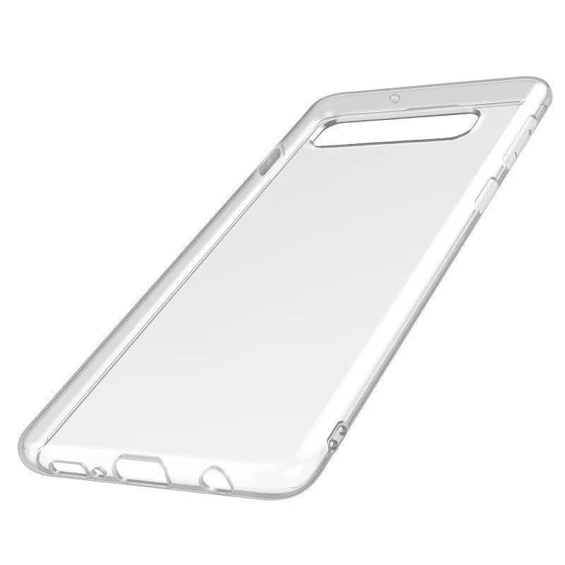 Clear transparent Samsung Galaxy S10 mobile phone case shown from the back