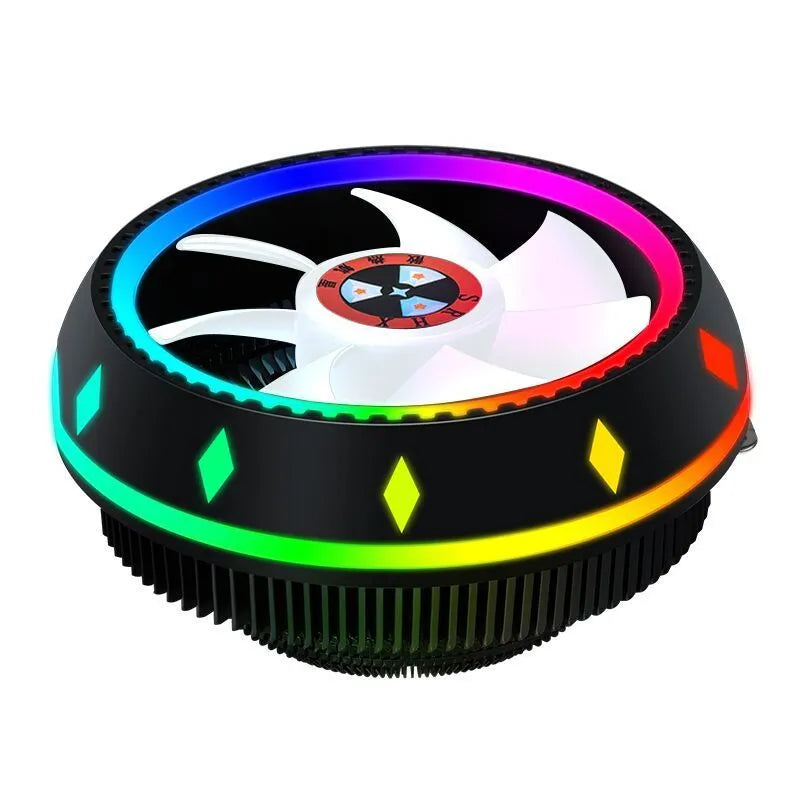 RGB LED air CPU cooler with aluminium heatsink, two heat pipes, and 10cm oil bearing fan for 115X AMD