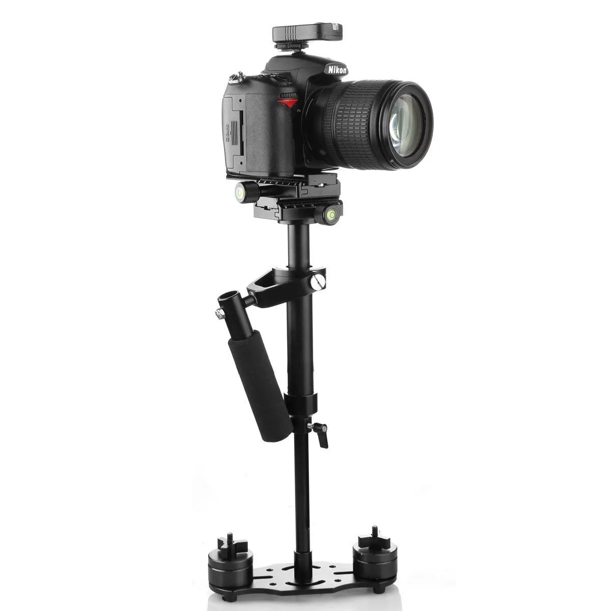 Black aluminium handheld camera stabilizer with adjustable height for S40 and S60 models.