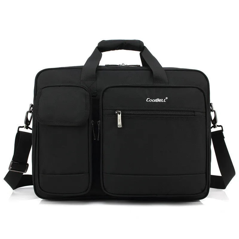 Portable tablet bag 17.3 inches waterproof Oxford cloth Black with multiple compartments and rear file bag