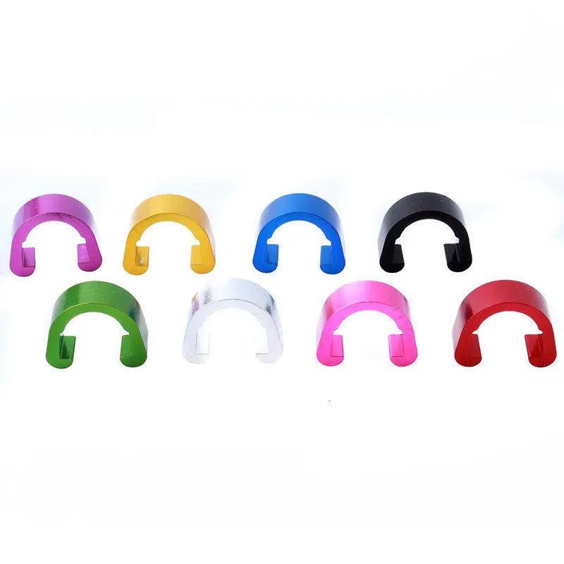 Aluminium alloy C buckle in assorted colours, showing dimensions of 10.2mm by 13mm.