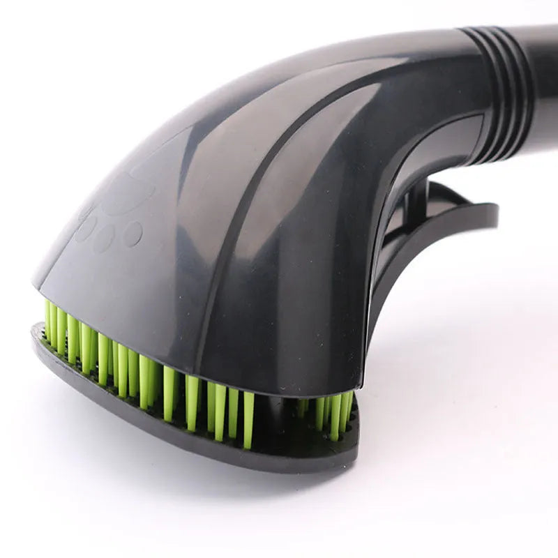 Black and green pet grooming brush with TPE head for removing loose hair from dogs