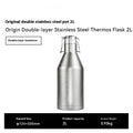 Large stainless steel outdoor thermal pot shown in single-layer and insulated double-layer versions.
