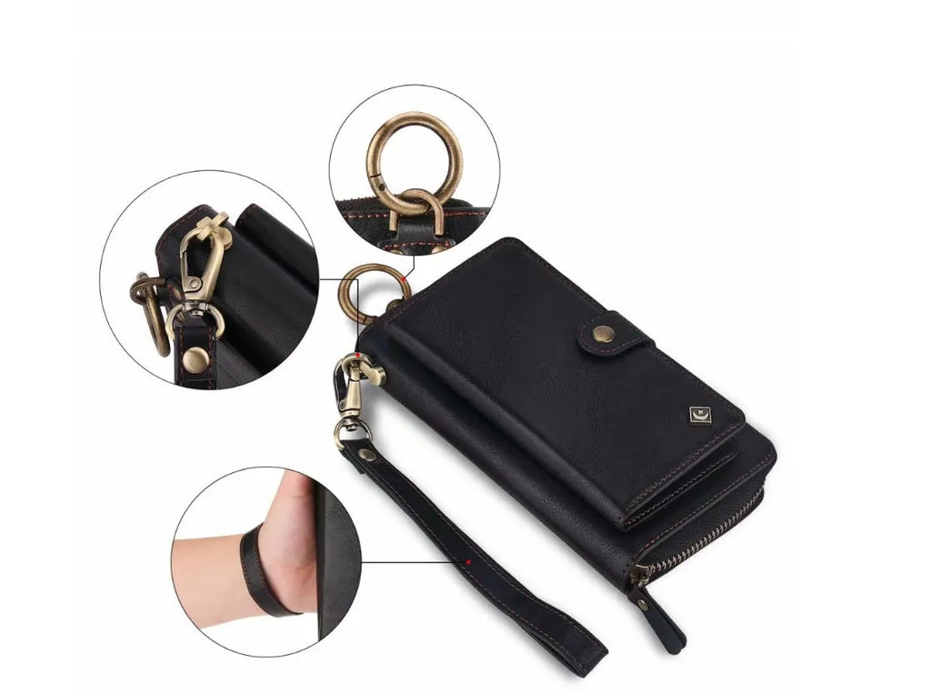 Galaxy Note8 imitation leather phone case wallet set with zipper closure in four colour options