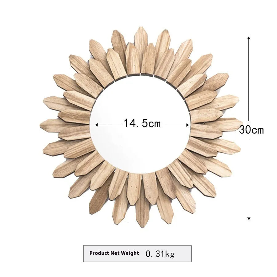 European-style solid wood hanging mirror with baked colour finish in three size options