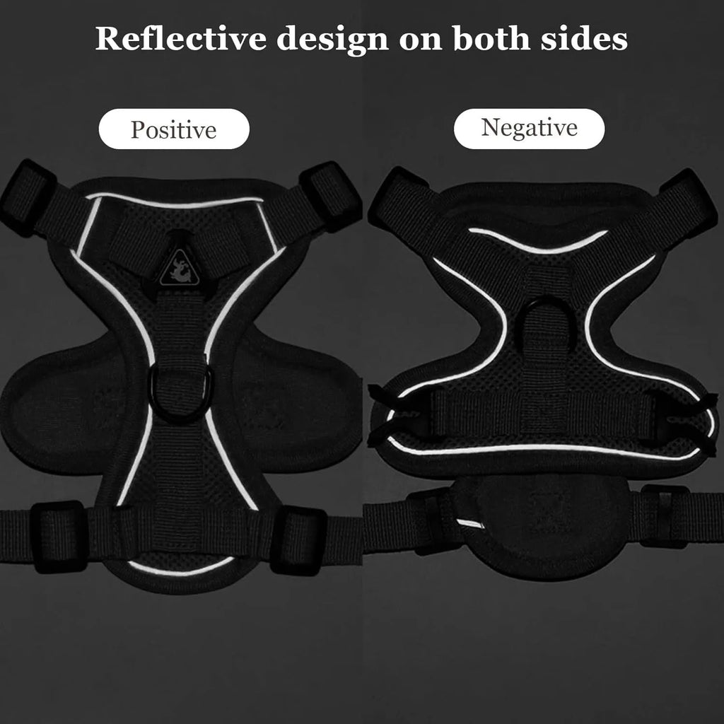 Adjustable mesh cat harness with reflective strips in Blue, Coffee, or Gray colours