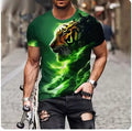 Men's fierce lion 3D printed T-shirt in polyester fabric with extended sizing options