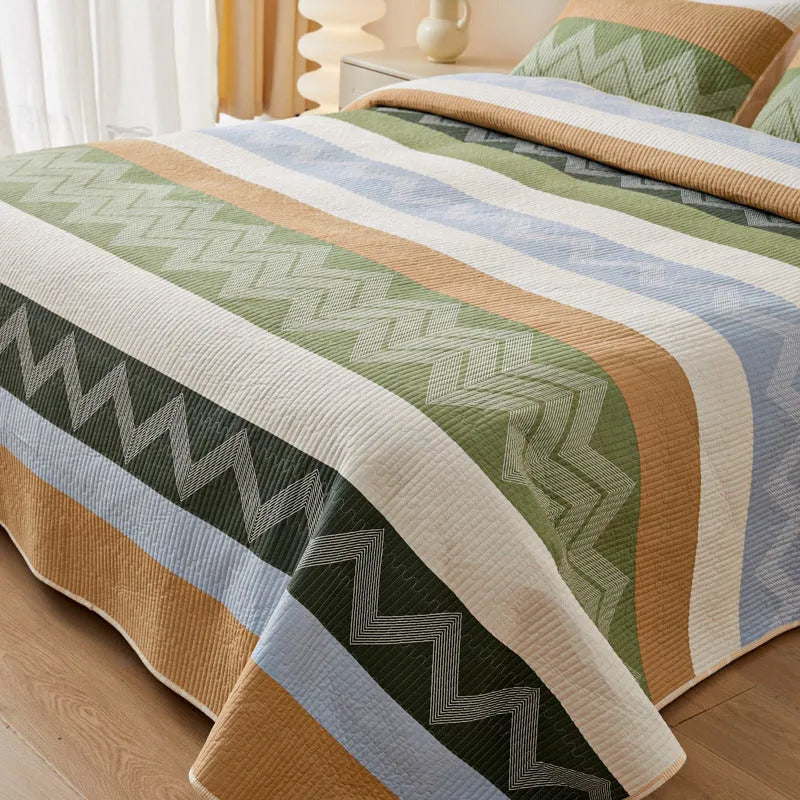 Pure cotton printed bed sheet set in a modern style for a 2.2 metre bed.