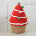 Cotton thread Christmas storage basket for small items, available in green and red colour options