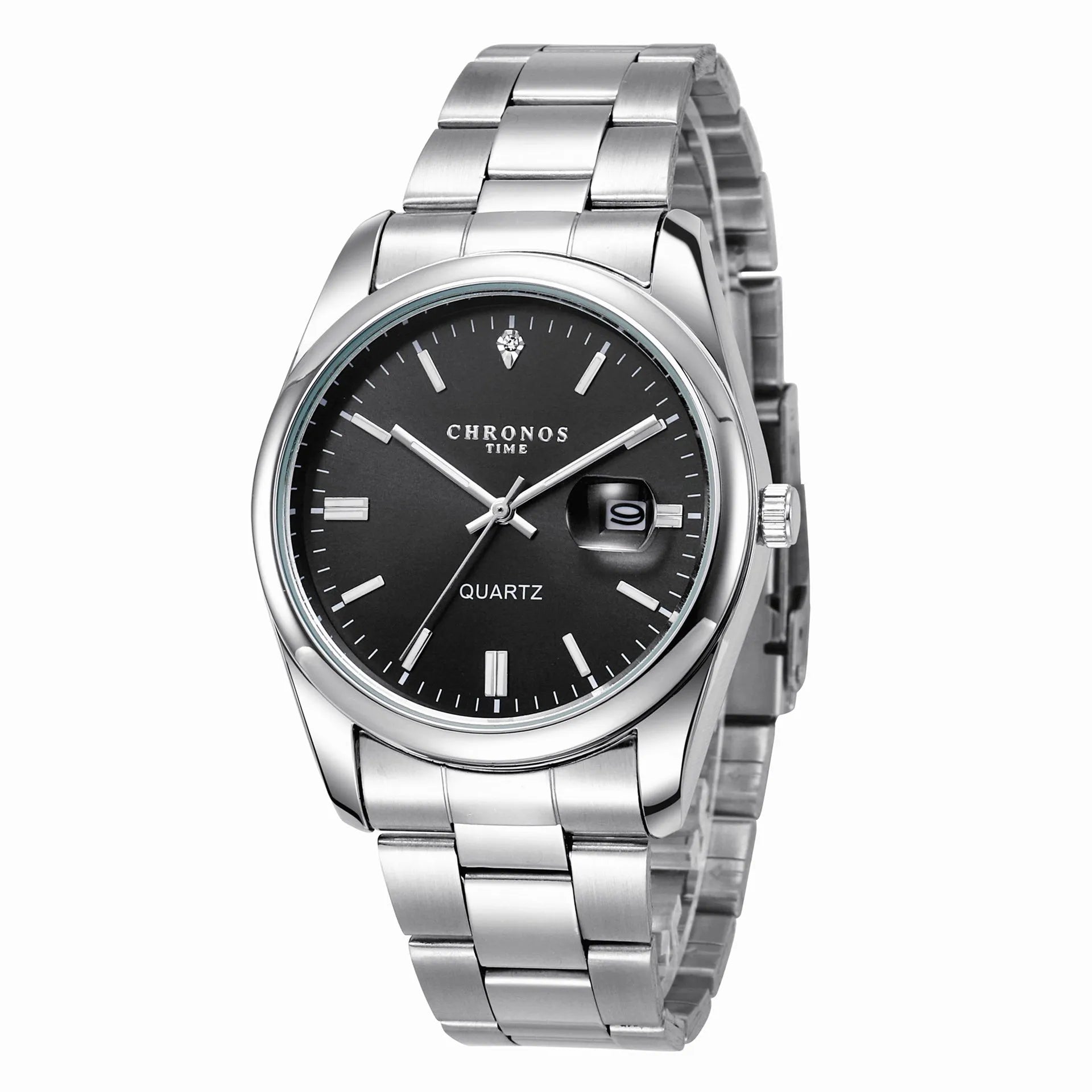Men's automatic watch with mineral glass, fine steel belt, 41mm case diameter