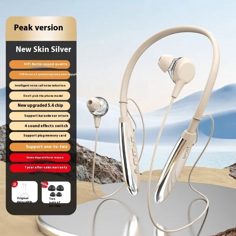 Neck wireless Bluetooth earphones with magnetic sport neckband and 9D stereo sound, available in multiple colours