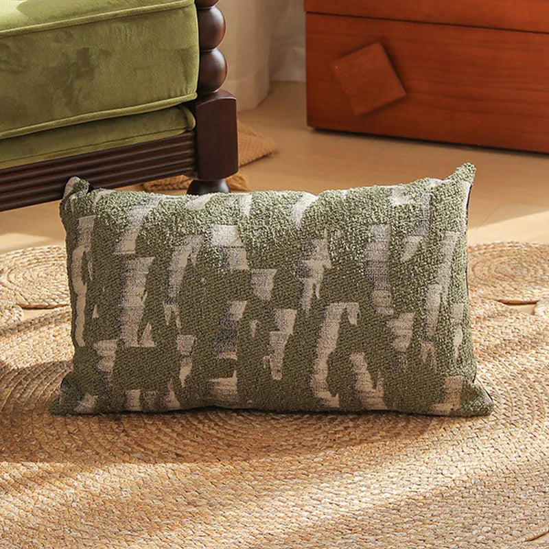 Close-up of a textured jacquard floral pillow cover in a 45cm square size, showcasing yarn-dyed pattern details.