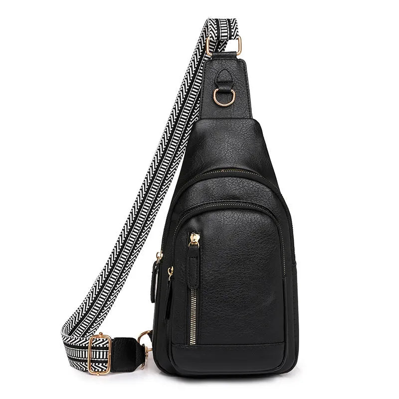 Soft brown women's crossbody messenger bag with an outer open pocket and adjustable strap.