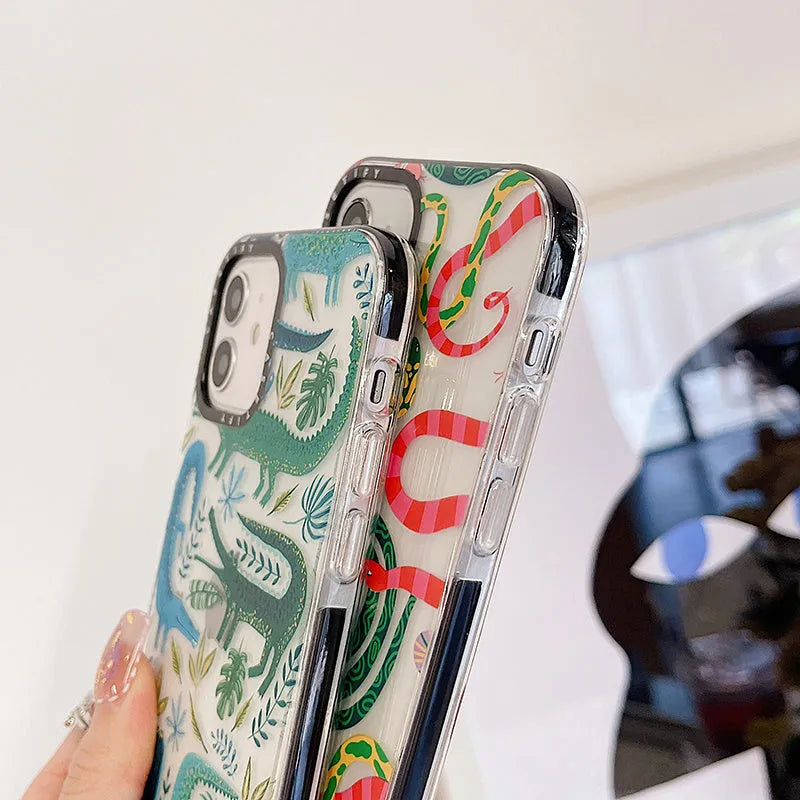 Snake pattern drop-proof mobile phone case for iPhone 14 Pro Max 13 12 series, shockproof cover