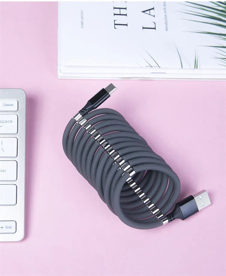 Magnetic charging cable with splitter joints for Apple iPhone and Android device compatibility