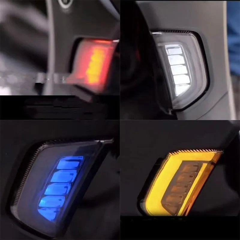 Pair of white and yellow LED turn signal lights mounted on a Yamaha NMAX155 scooter's steering column