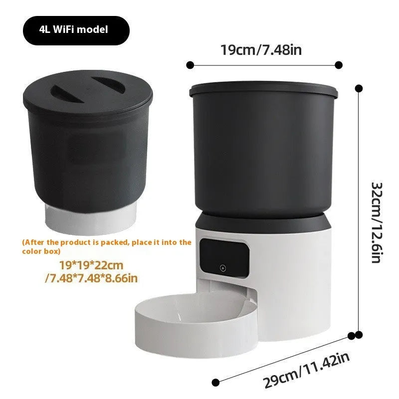 4-litre automatic pet feeder with optional camera and choice of stainless steel or plastic bowl