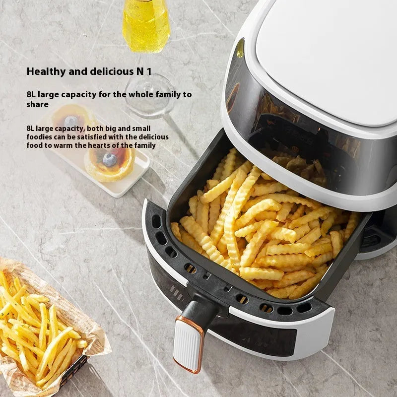 Home Visual Touch Screen Air Fryer 8L black with colour touch screen and large capacity basket