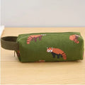 Canvas large-capacity stationery bag in four colours Blue Green Grey Pink with zip closure