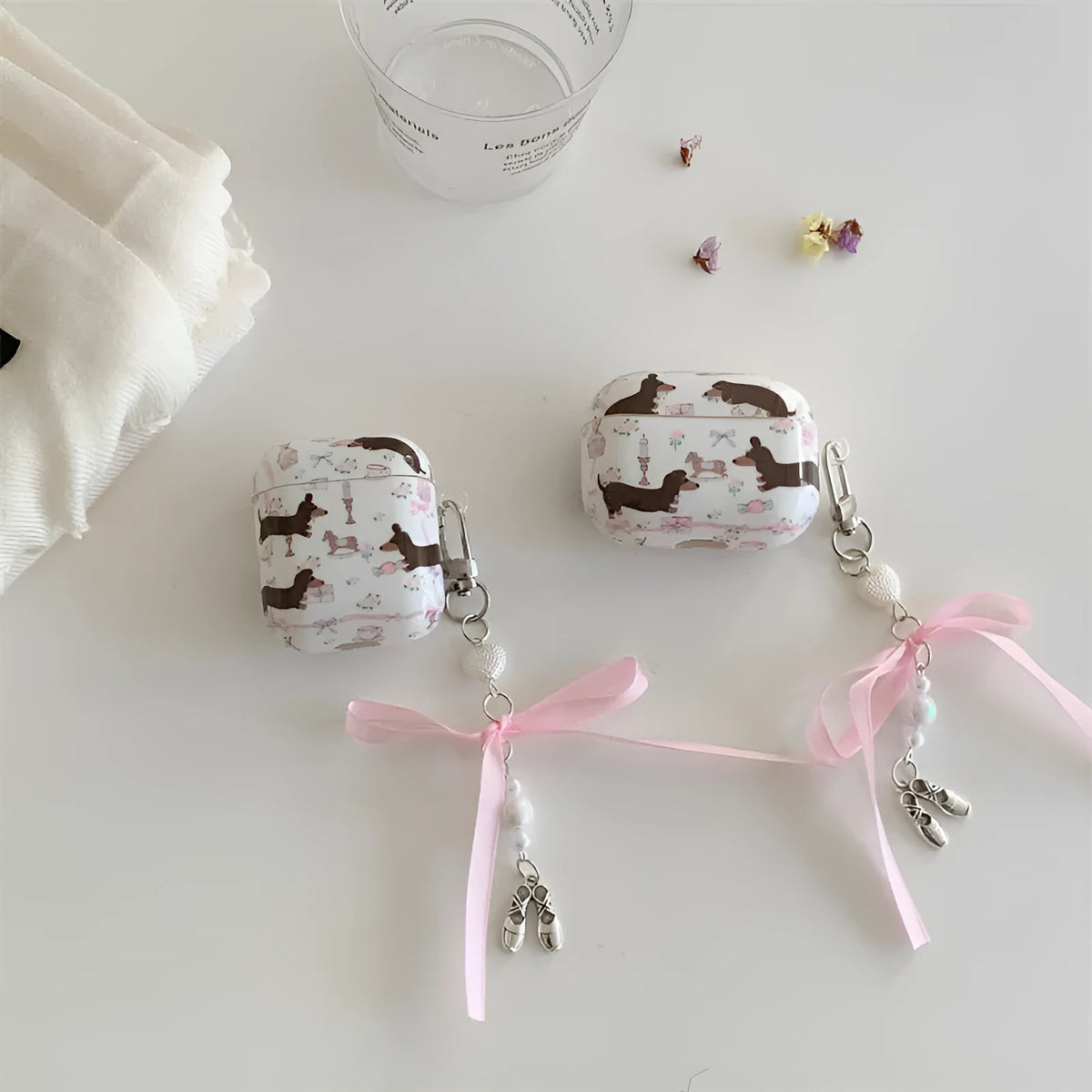 Floral sausage dog TPU soft shell AirPods protective cover with thermal transfer cartoon print, single cover