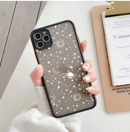 Star Universe black and white Skin Sensation Shell protective case for iPhone models X through 13.