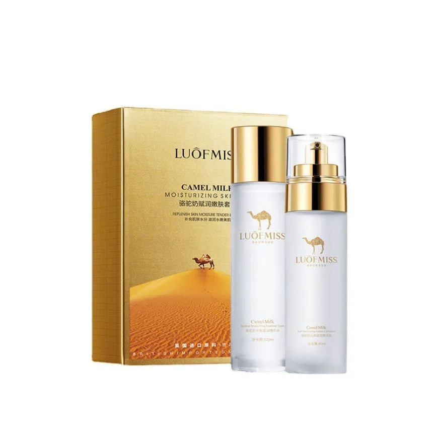 Camel milk moisturising set with 120ml water essence and 80ml milk for various skin types