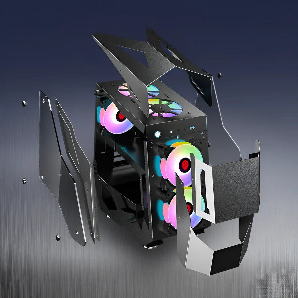 Full side tempered glass ATX computer case in pink or black with USB 3.0 front interface and SECC steel body.