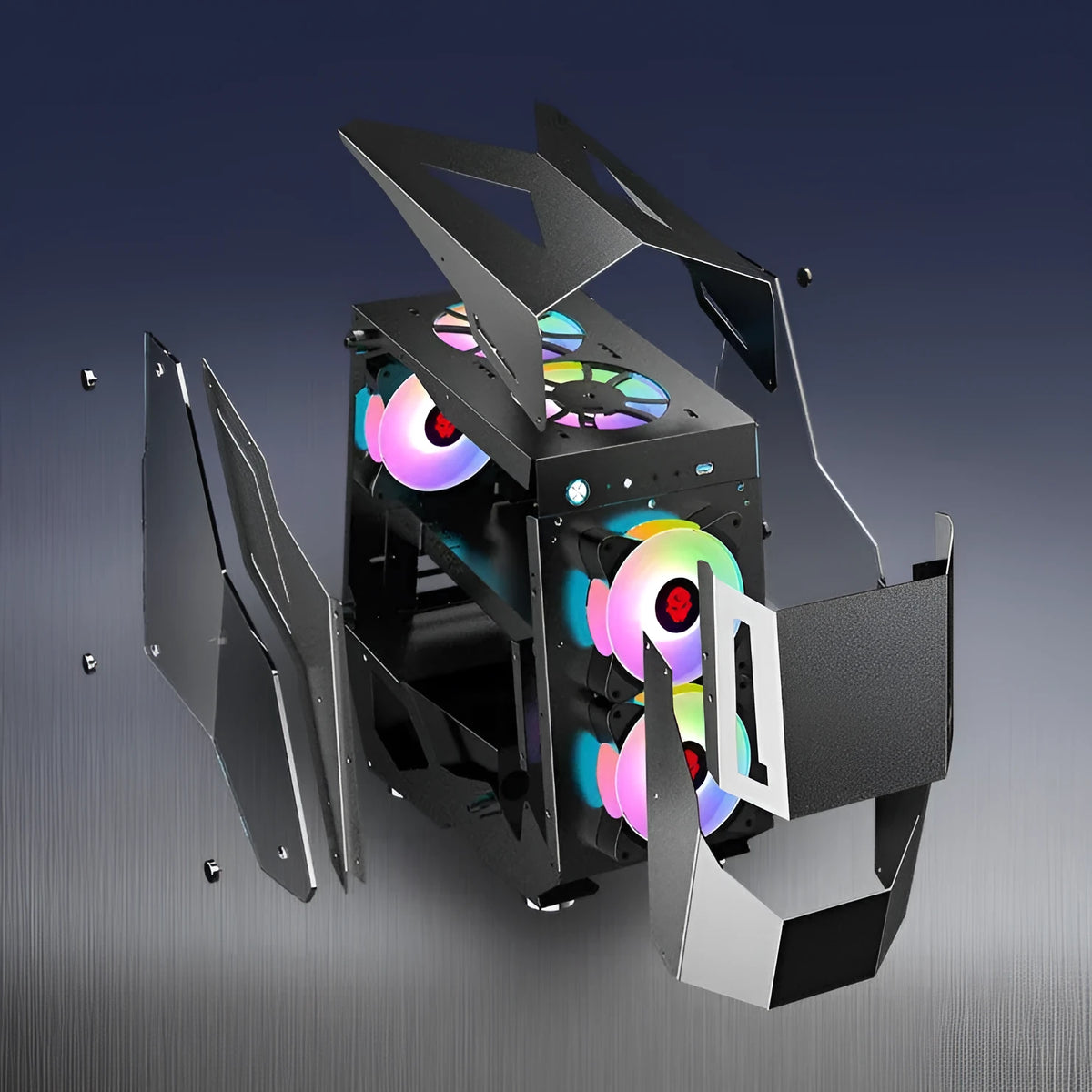 Full side tempered glass ATX computer case in pink or black with USB 3.0 front interface and SECC steel body.