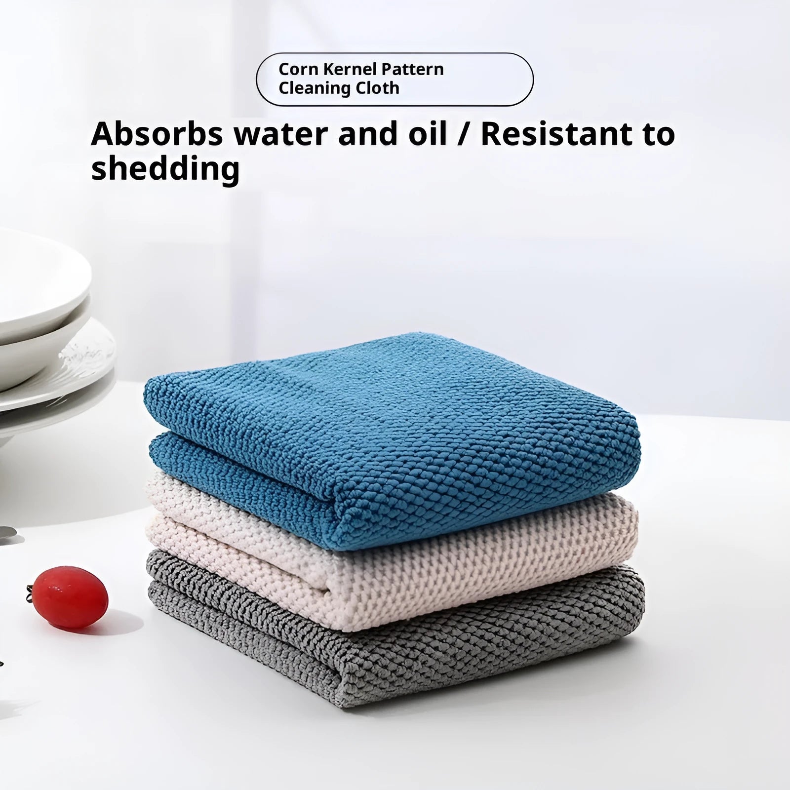 Thickened kitchen special wipe in microfiber – absorbent cloth with lanyard, 30x40cm, beige colour