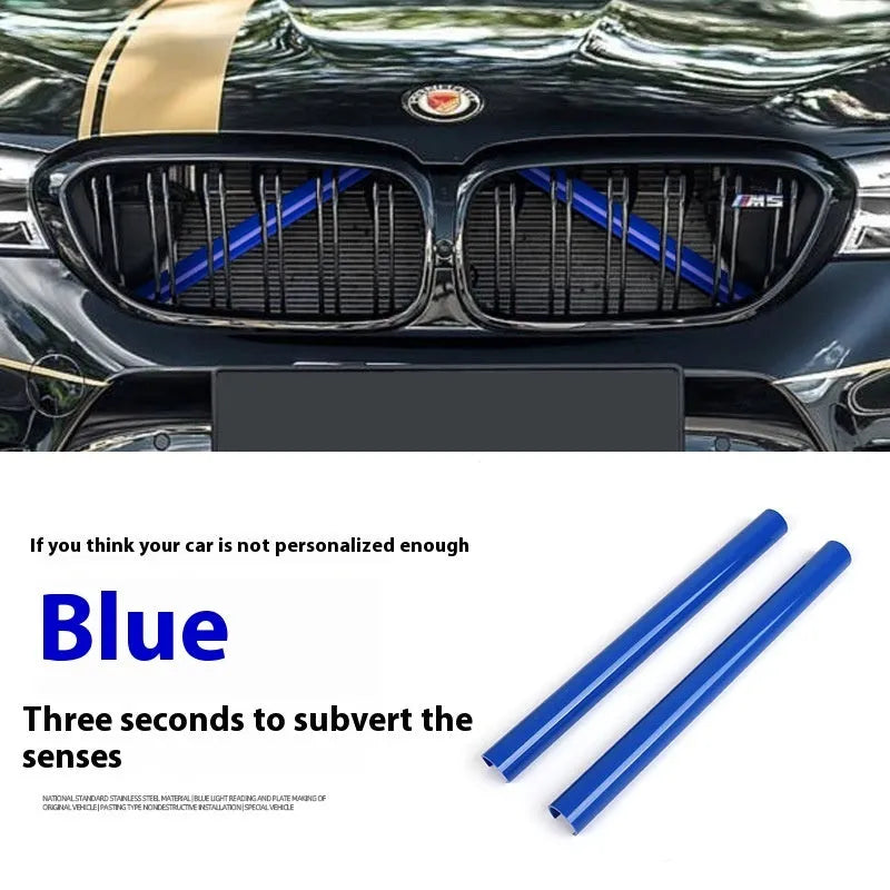 Car water tank horizontal bar middle net decorative strip in PVC with nine colour options showing pair of strips