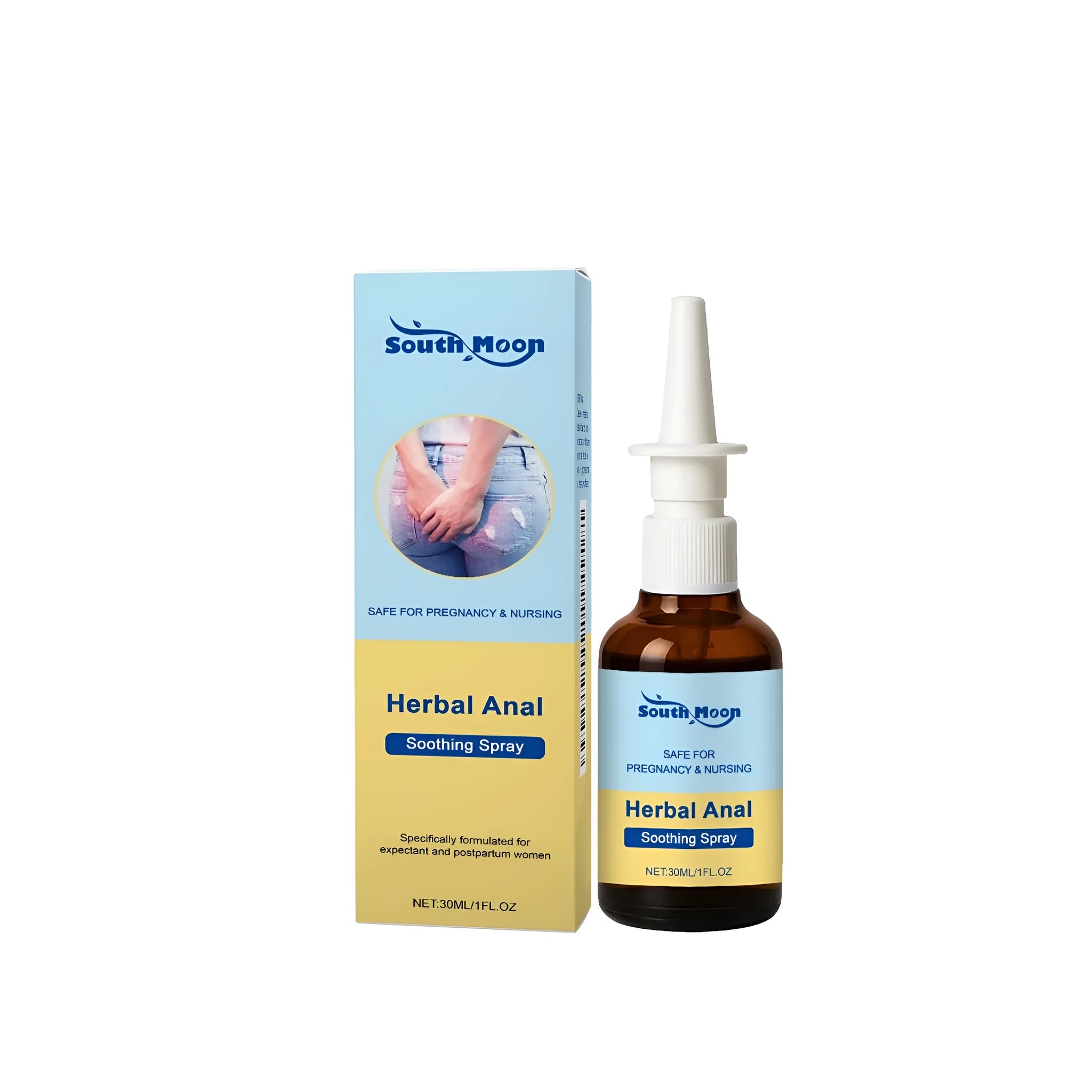 30ml bottle of female perianal soothing spray with spray applicator for intimate care