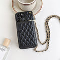 Lambskin phone case for Apple iPhone with card holder in white, showing front and back view