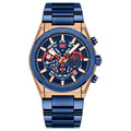 Men's business watch with quartz movement, luminous dial, calendar, 35.5mm diameter, and 30M waterproof rating
