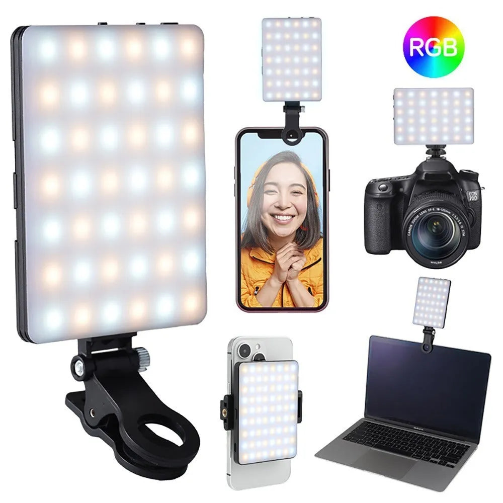 Portable pocket fill light with clip for mobile phone photography and live broadcasting