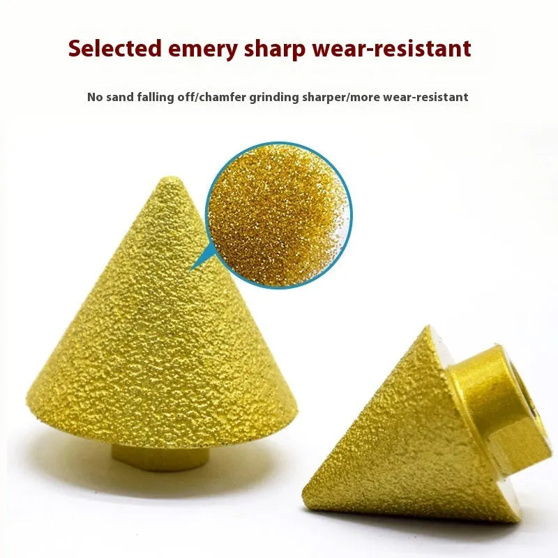 Brazing diamond chamfering machine for ceramic tile and marble, M10 or M14 thread, 38mm or 50mm head, 121g