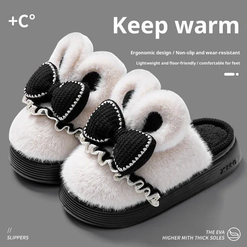 Indoor warm non-slip couples cotton shoes with suede upper and EVA sole in brown