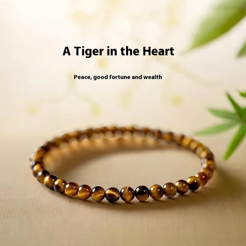 New Chinese style tigereye bracelet with geometric round beads showing 4mm 6mm 8mm size options
