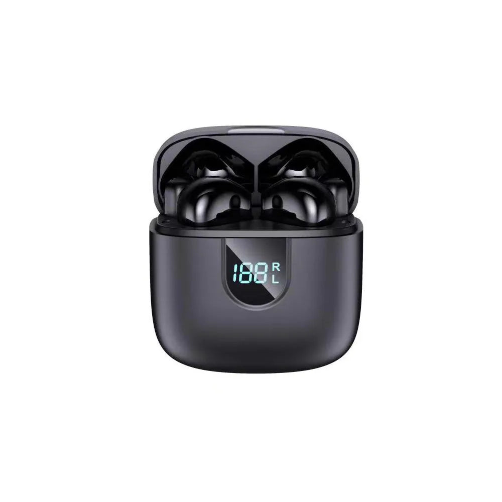 A18 noise reduction wireless Bluetooth headset in black, in-ear style with digital display screen
