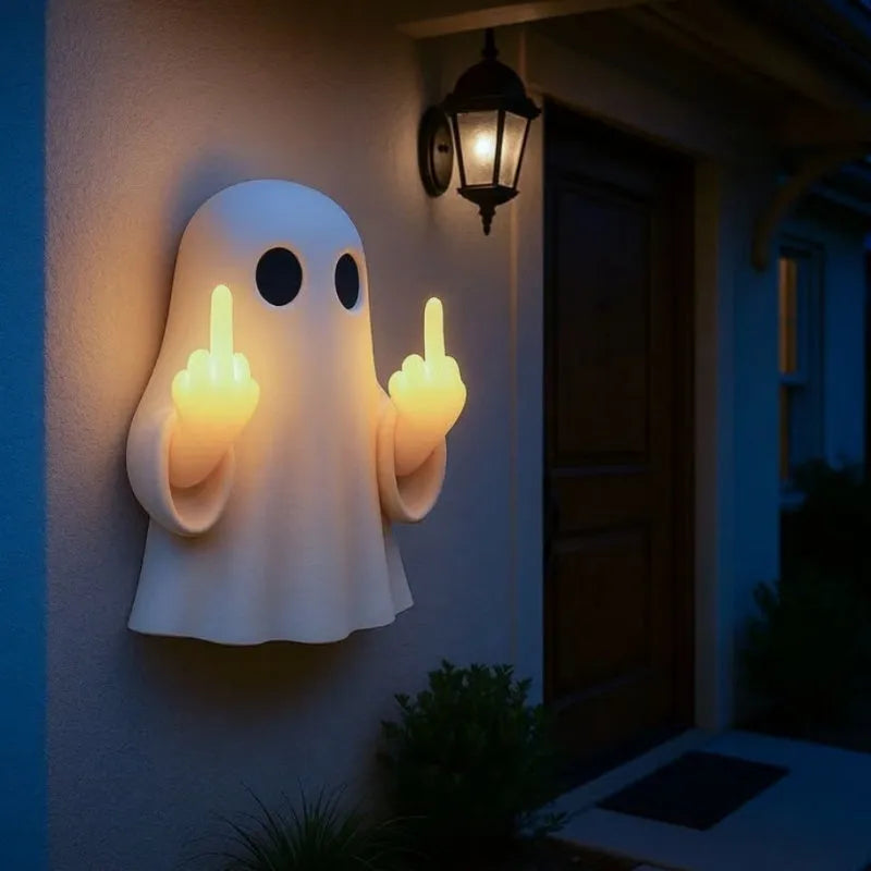 White plastic ghost night light statue Halloween decoration with modern simple style