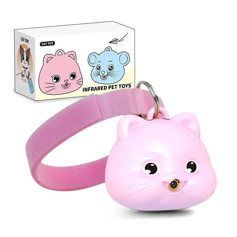 Rechargeable remote control cat collar with infrared halter toy in pink and blue options