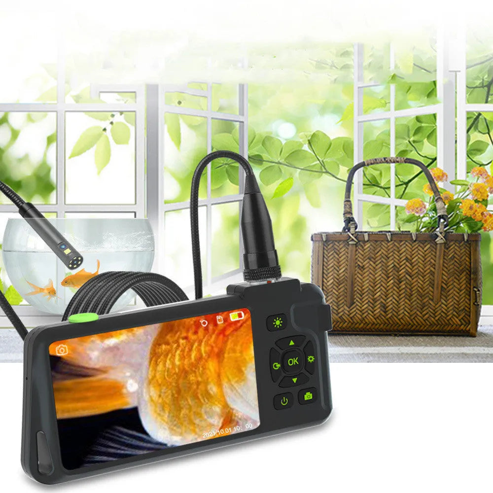 Portable industrial endoscope with 4.5-inch colour screen and 5.5mm camera for automotive inspection