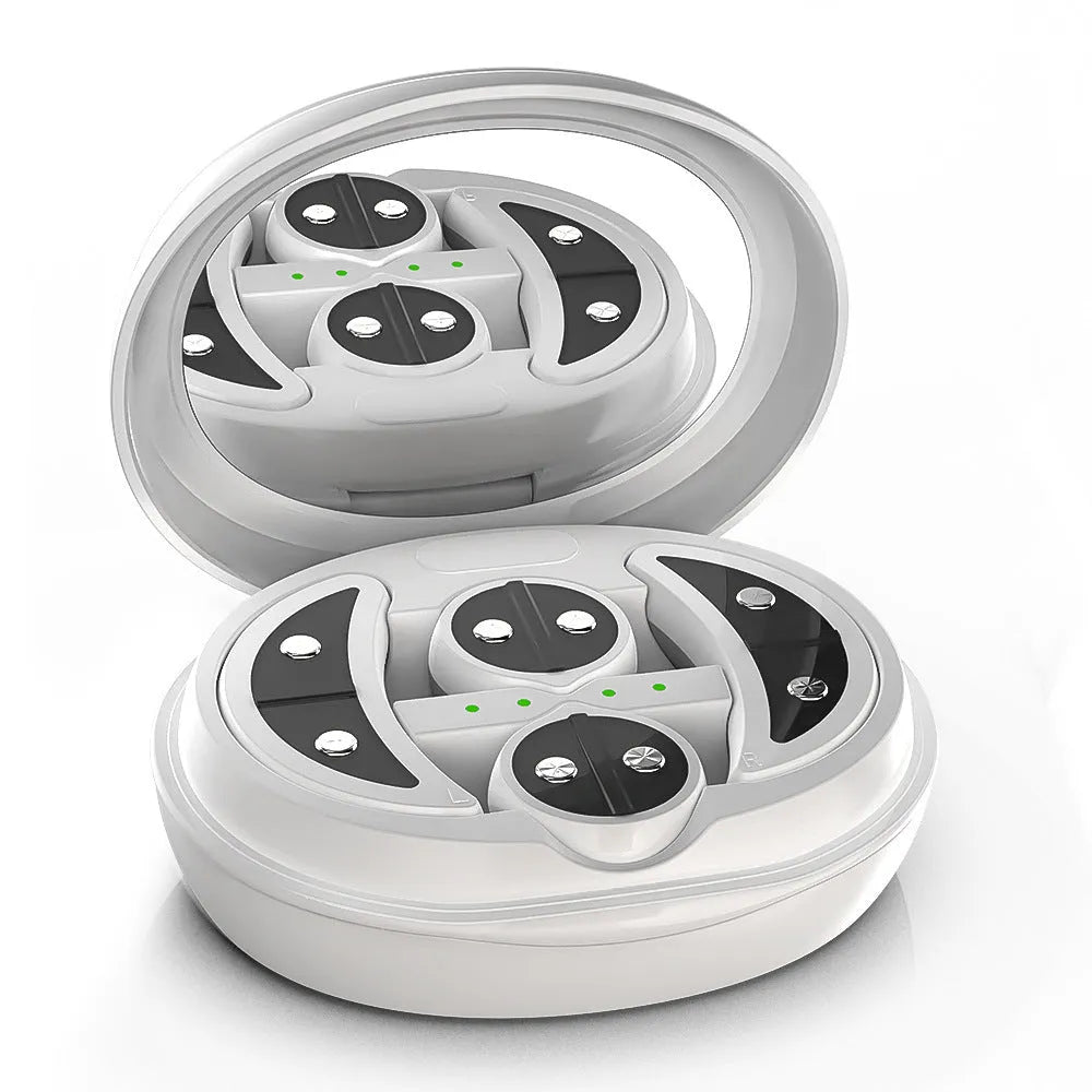 White wireless red light and EMS electric eye and facial massager device for home use.