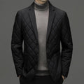 Men's solid colour thick down winter jacket with lapel and side pockets