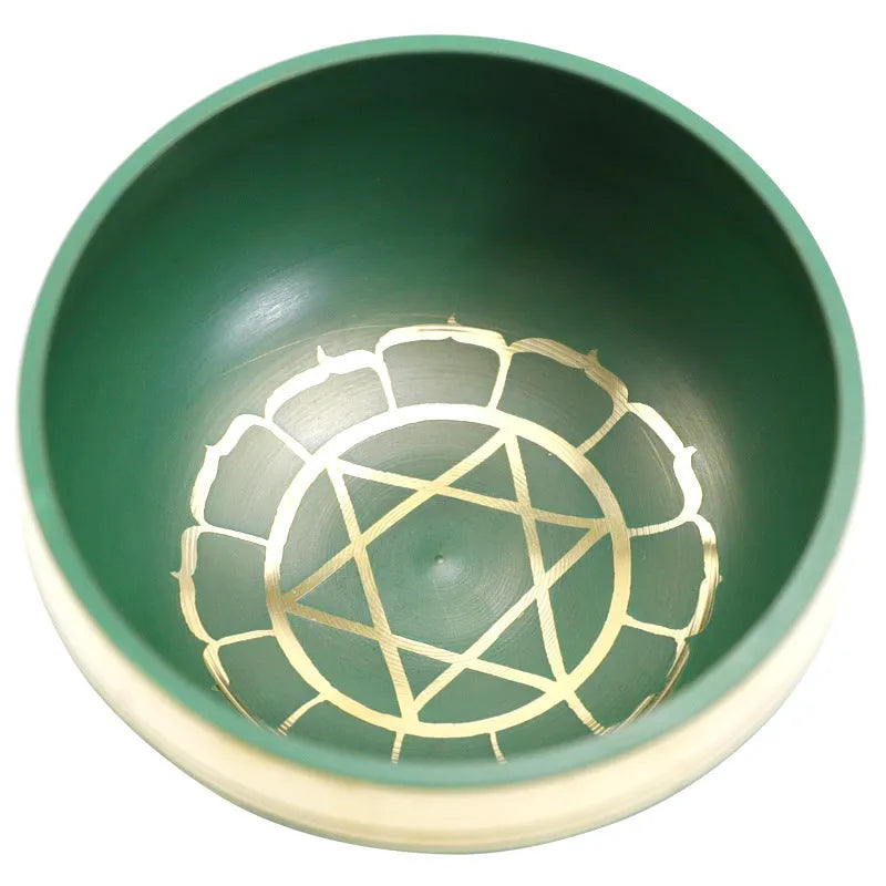Handmade colourful Himalayan singing bowl percussion instrument with mallet for meditation and yoga