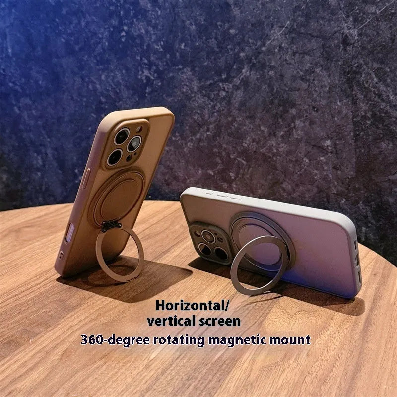 Magnetic rotating bracket frosted phone case for iPhone 17 in multiple colour options