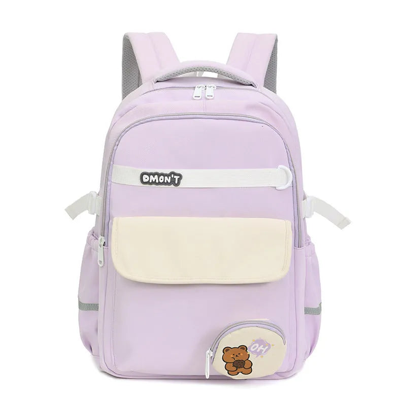 High school campus large capacity commuter backpack Oxford cloth curved shoulder straps 36-55L unisex black colour