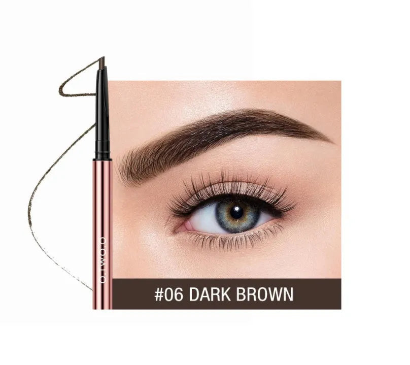 Eye brow make-up pencil in colour box with refillable sharpener and six shade options