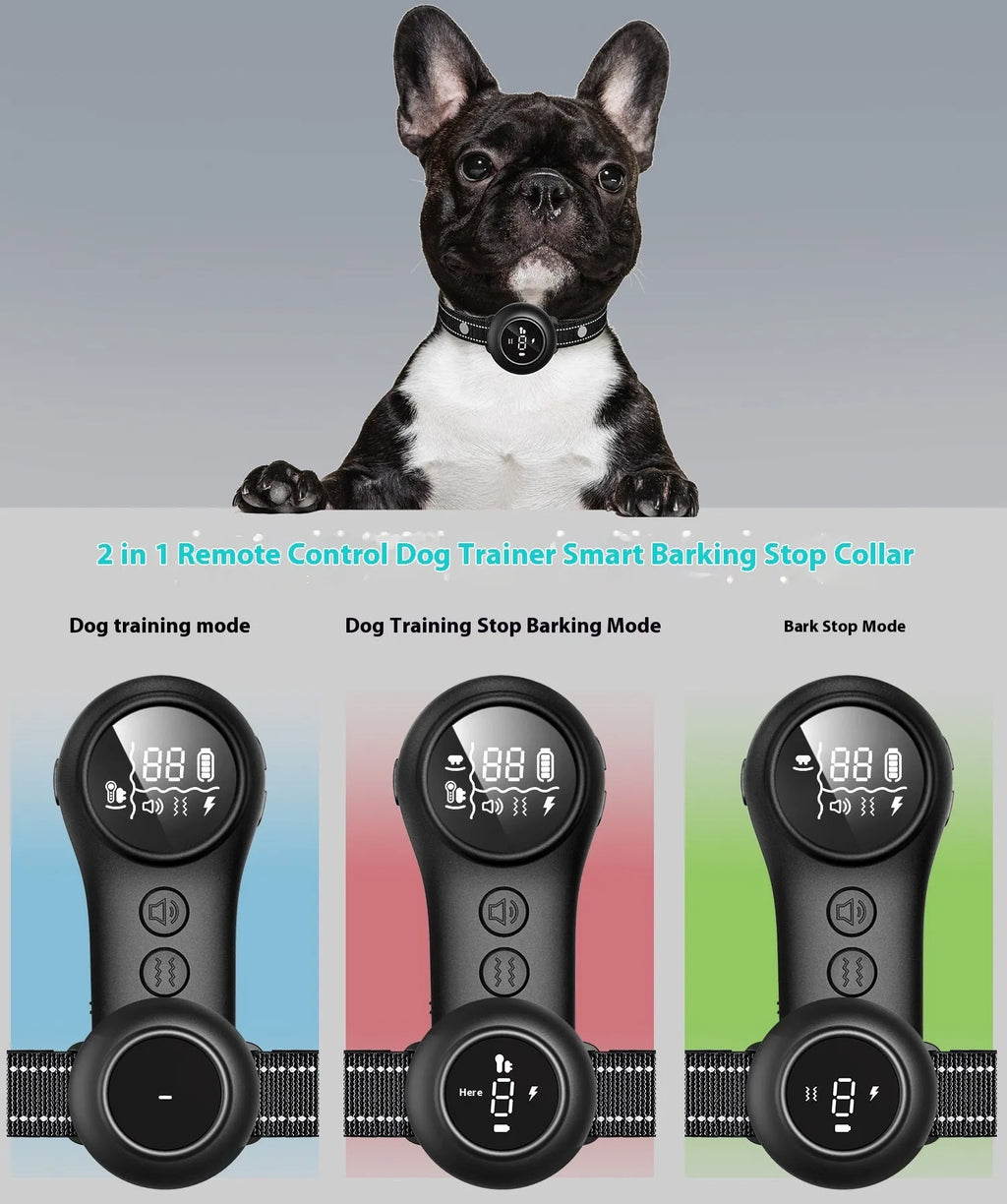 Smart 3-in-1 dog trainer bark stopper with multiple training modes in white ABS plastic